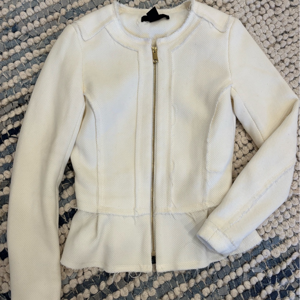 H&M white peplum jacket size 2